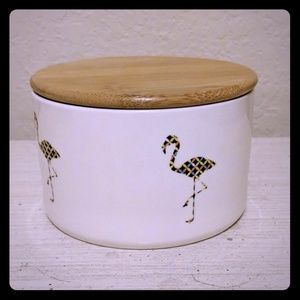Ceramic flamingo dish with lid